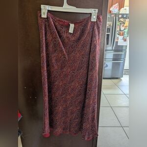 J. Jill Asymmetrical Skirt in Burgundy Paisley